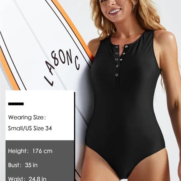 NWT BALEAF Women's Button Up One Piece Swimsuit SZ Medium - Picture 5 of 10